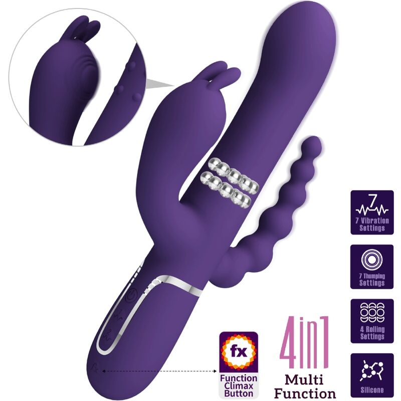 PRETTY LOVE - CAMMY TRIPLE VIBRADOR MULTIFUNCIÓN 4 EN 1 MORADO - Imagen 6