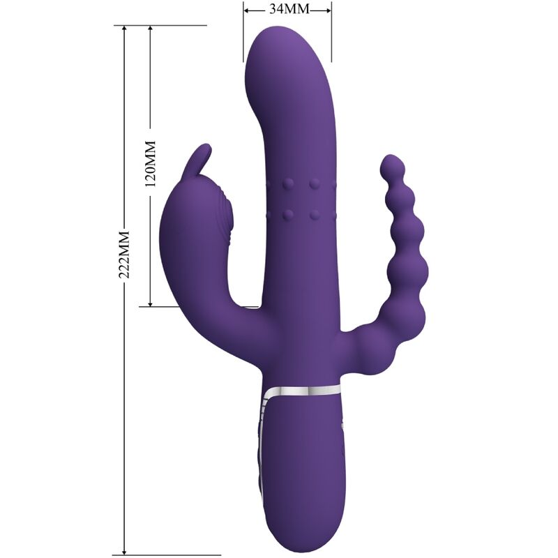 PRETTY LOVE - CAMMY TRIPLE VIBRADOR MULTIFUNCIÓN 4 EN 1 MORADO - Imagen 8