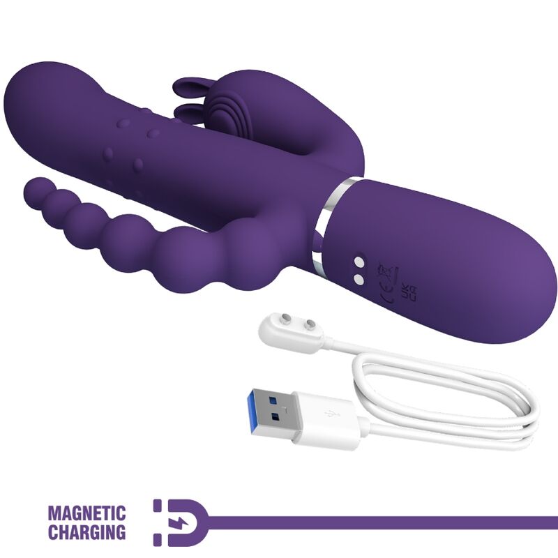 PRETTY LOVE - CAMMY TRIPLE VIBRADOR MULTIFUNCIÓN 4 EN 1 MORADO - Imagen 9