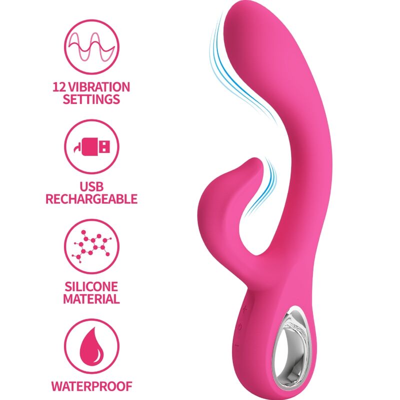 PRETTY LOVE - FRITZ VIBRADOR RABBIT 12 VIBRACIONES ROSA - Imagen 3