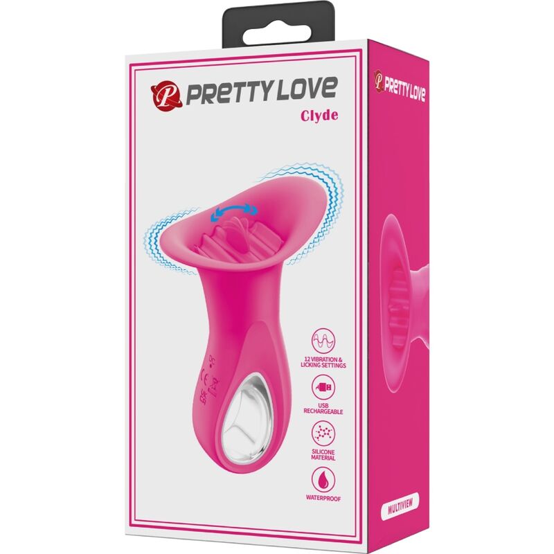PRETTY LOVE - CLYDE VIBRADOR ORAL LENGUA VIBRADORA 12 VIBRACIONES ROSA - Imagen 11