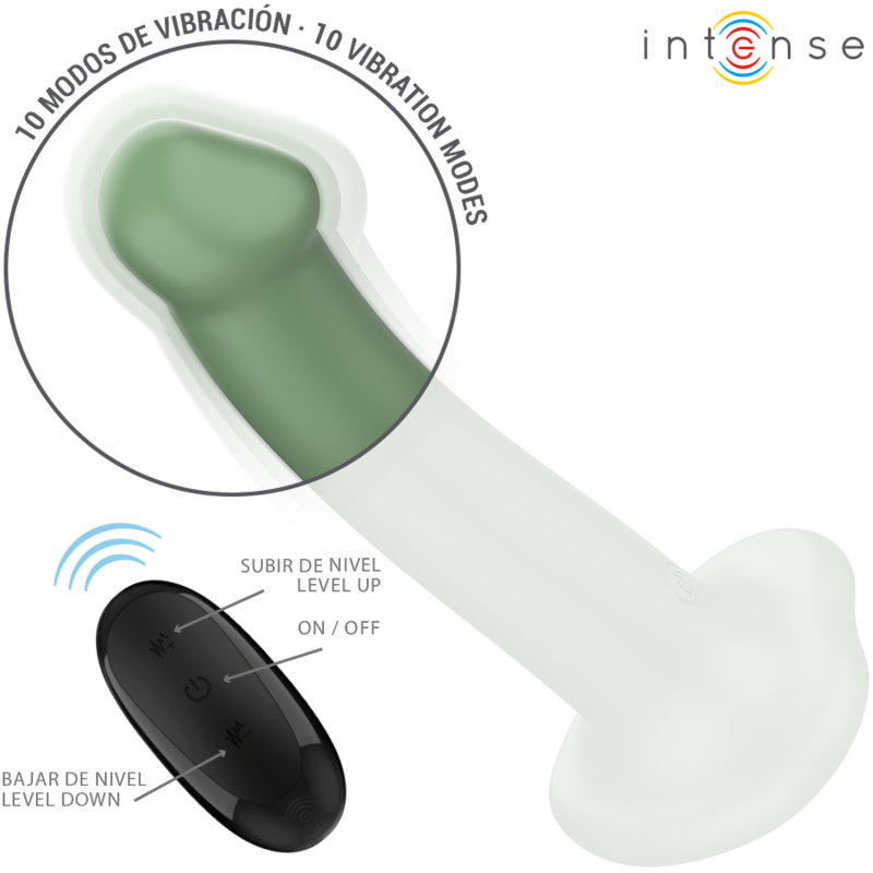 INTENSE - BECCA VIBRADOR CON VENTOSA 10 VIBRACIONES VERDE CONTROL REMOTO - Imagen 4