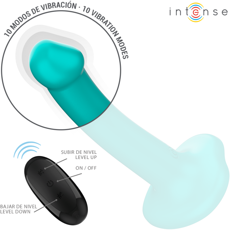 INTENSE - KATIE VIBRADOR CON VENTOSA 10 VIBRACIONES AZUL OSCURO CONTROL REMOTO - Imagen 6