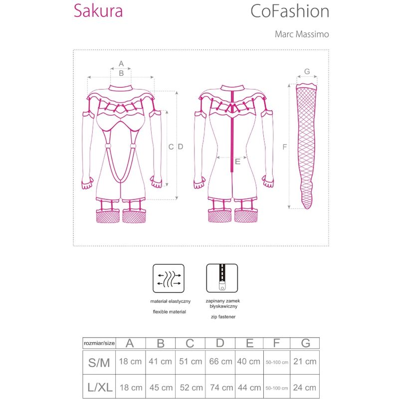 LIVCO CORSETTI FASHION - SAKURA CF 90357 MONO + GUANTES LARGOS + LIGUEROS NEGRO S/M - Imagen 5