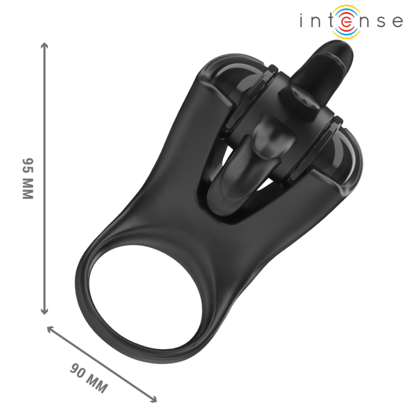 INTENSE - MABEL ANILLO VIBRADOR 10 VIBRACIONES CON ESTIMULADOR DE CLÍTORIS NEGRO - Imagen 7
