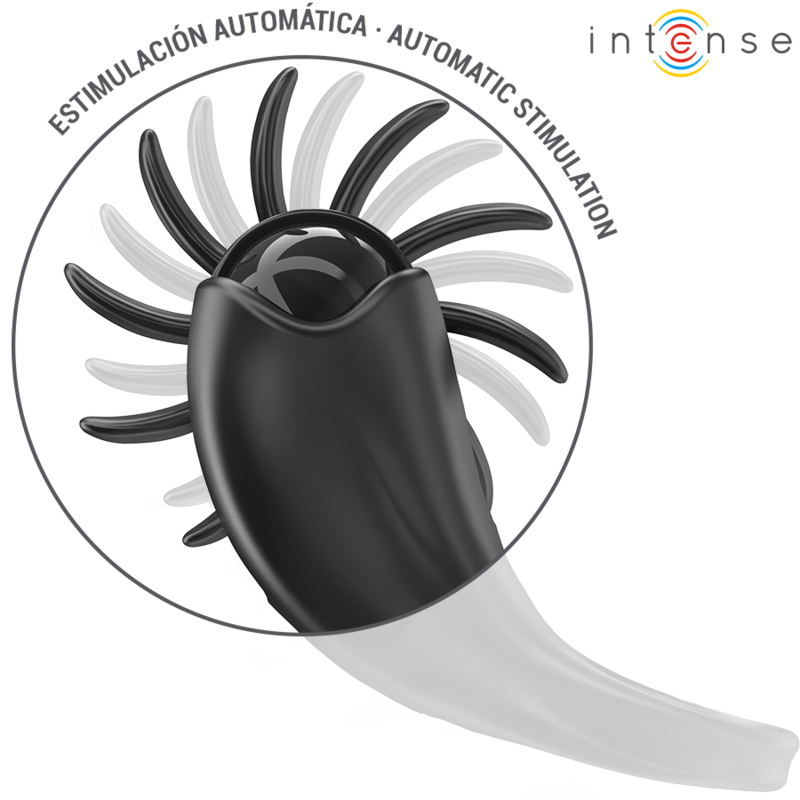 INTENSE - MABEL ANILLO VIBRADOR 10 VIBRACIONES CON ESTIMULADOR DE CLÍTORIS NEGRO - Imagen 5