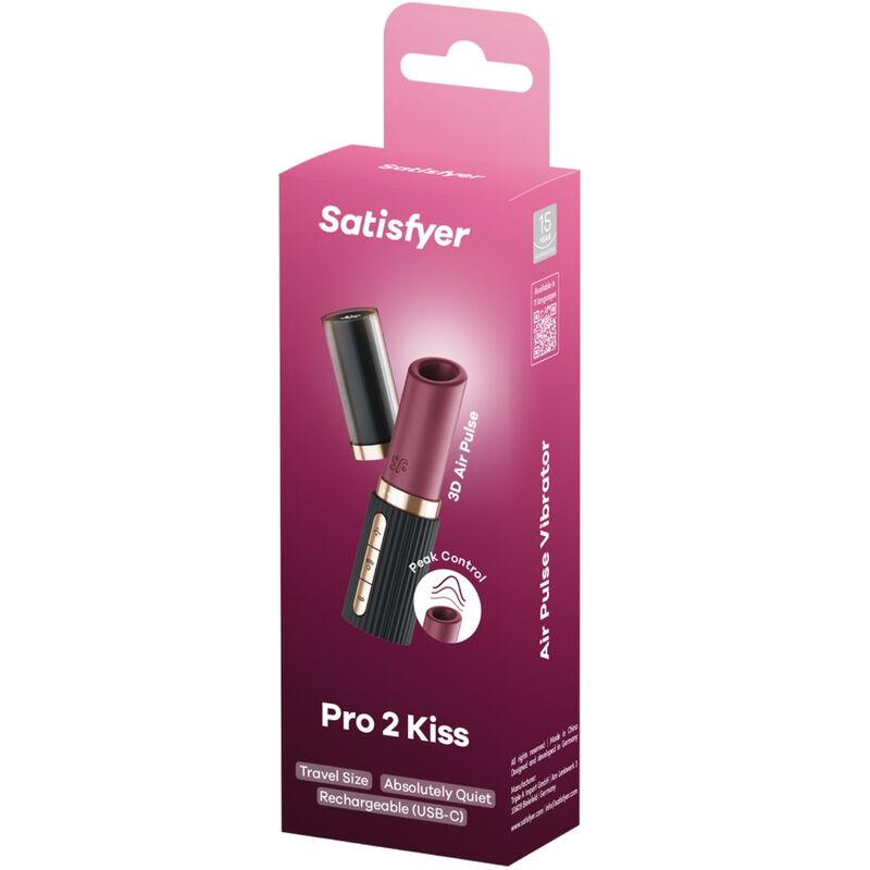 SATISFYER - PRO 2 KISS ESTIMULADOR CLÍTORIS POR ONDAS GRANATE / NEGRO - Imagen 7