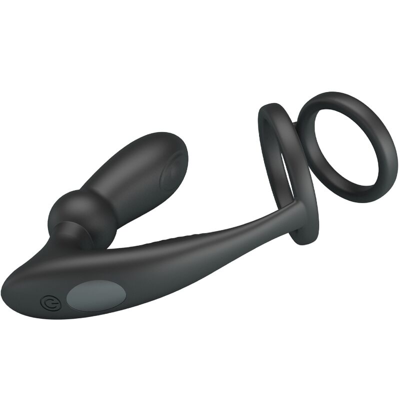 PRETTY LOVE - EMONI ANILLO PENE + PLUG ANAL 12 VIBRACIONES NEGRO - Imagen 5