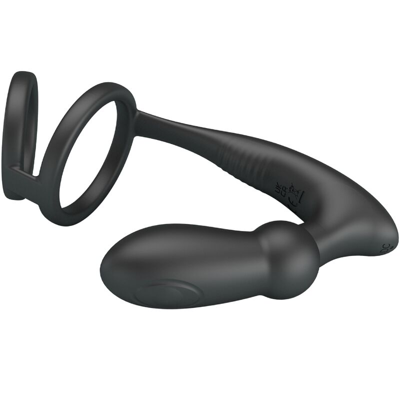 PRETTY LOVE - EMONI ANILLO PENE + PLUG ANAL 12 VIBRACIONES NEGRO - Imagen 4