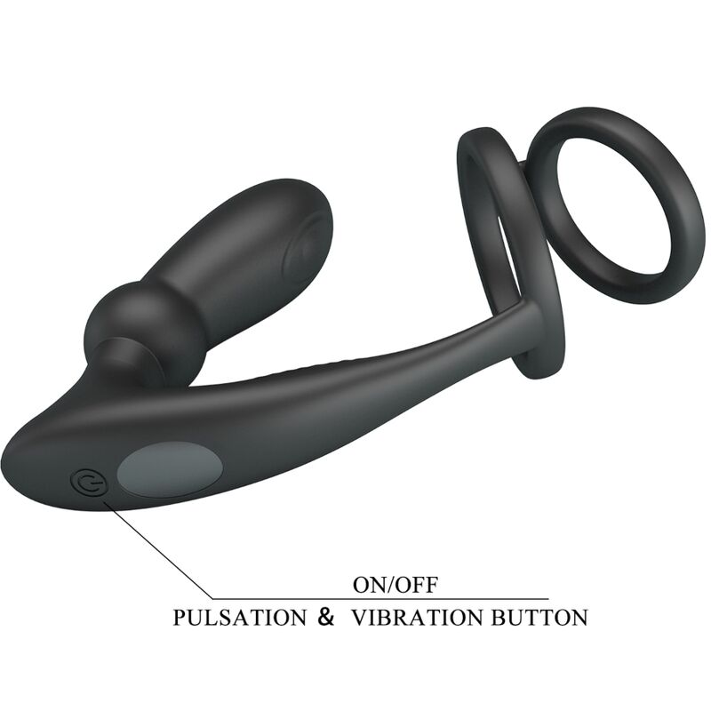 PRETTY LOVE - EMONI ANILLO PENE + PLUG ANAL 12 VIBRACIONES NEGRO - Imagen 7