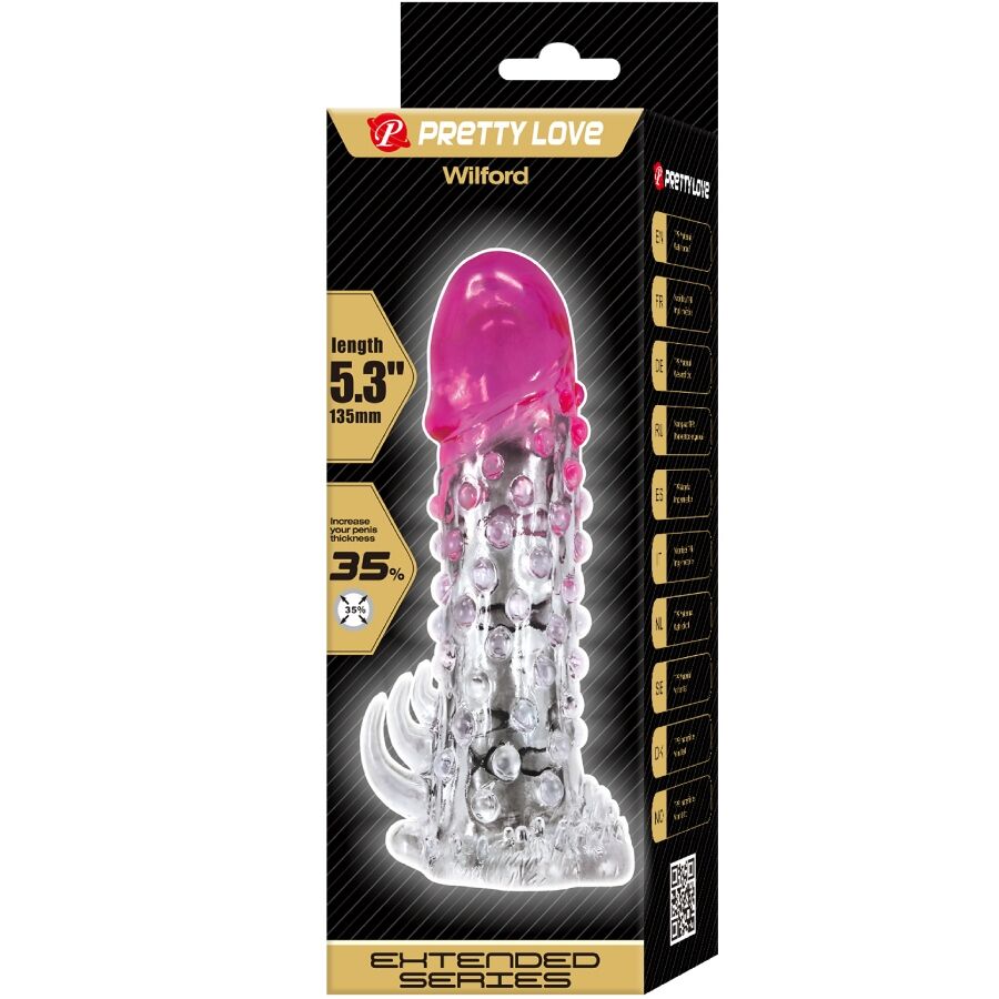 PRETTY LOVE - WILFORD FUNDA REALÍSTICA ALARGADORA CON RELIEVE PARA PENE ROSA - Imagen 7