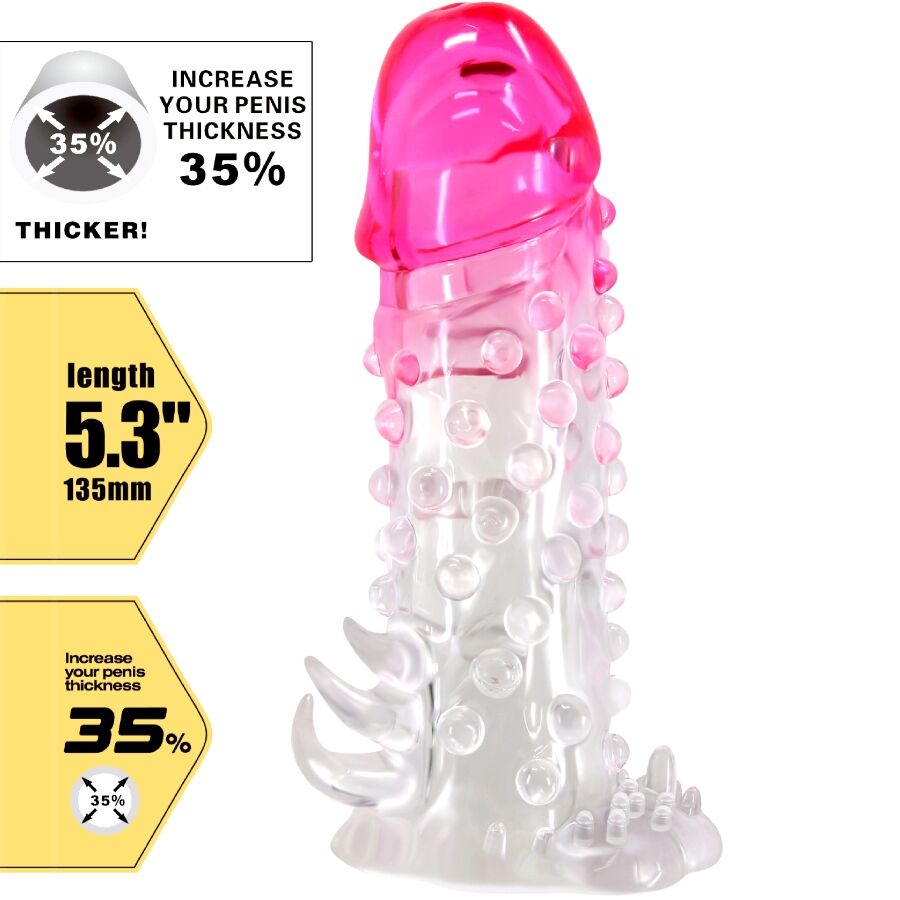 PRETTY LOVE - WILFORD FUNDA REALÍSTICA ALARGADORA CON RELIEVE PARA PENE ROSA - Imagen 5