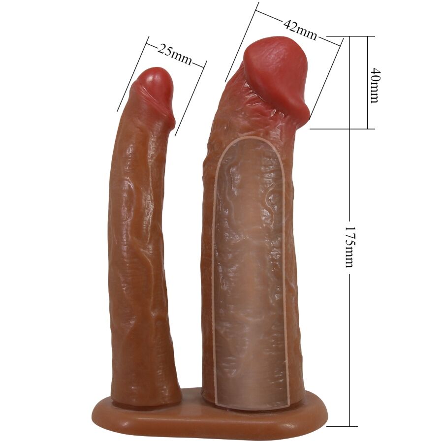 PRETTY LOVE - YAIRON FUNDA PARA PENE DOBLE CON EXTENSIÓN DE 4 CM MULATO - Imagen 6