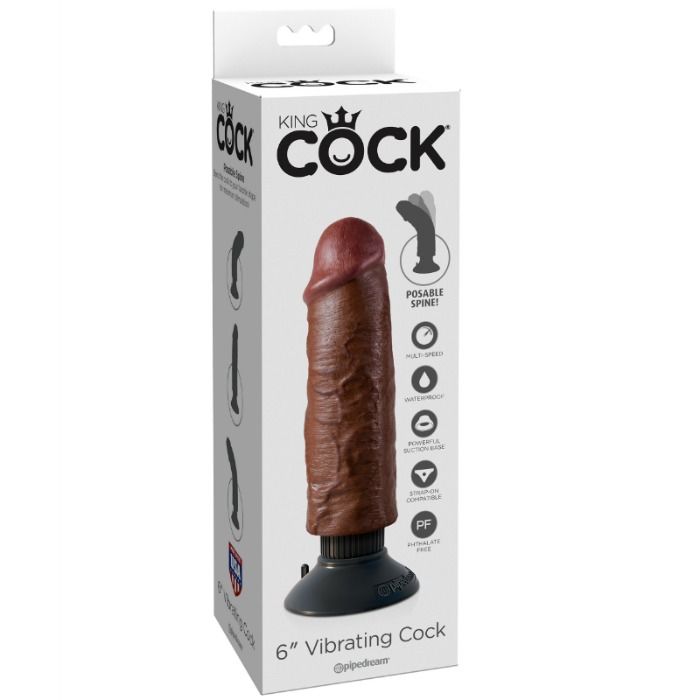 KING COCK - DILDO VIBRADOR MARRÓN 15.24 CM - Imagen 6