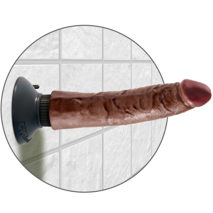 KING COCK - DILDO VIBRADOR MARRÓN 17.78 CM - Imagen 6