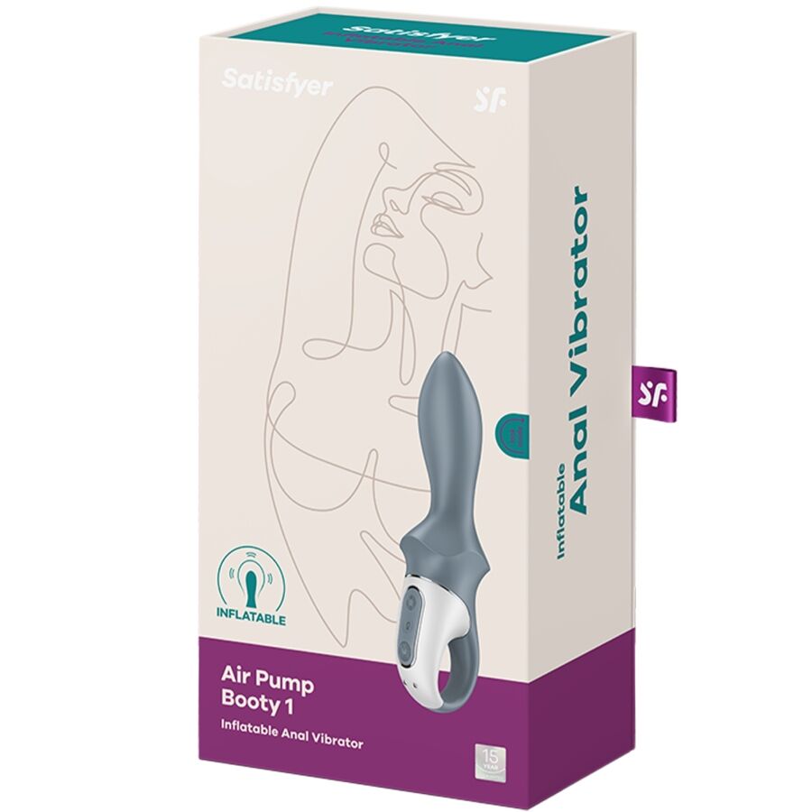 SATISFYER - AIR PUMP BOOTY 1 VIBRADOR INFLABLE ANAL GRIS - Imagen 7