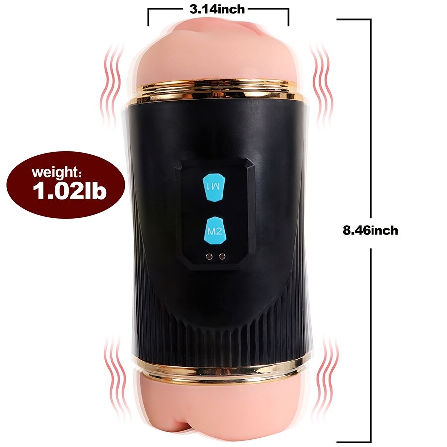 SHEQU - KAY MASTURBADOR DOBLE CON VIBRACIÓN DUAL BOCA Y VAGINA - Imagen 12