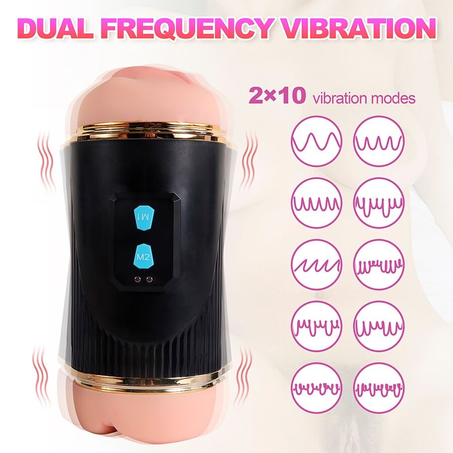 SHEQU - KAY MASTURBADOR DOBLE CON VIBRACIÓN DUAL BOCA Y VAGINA - Imagen 14