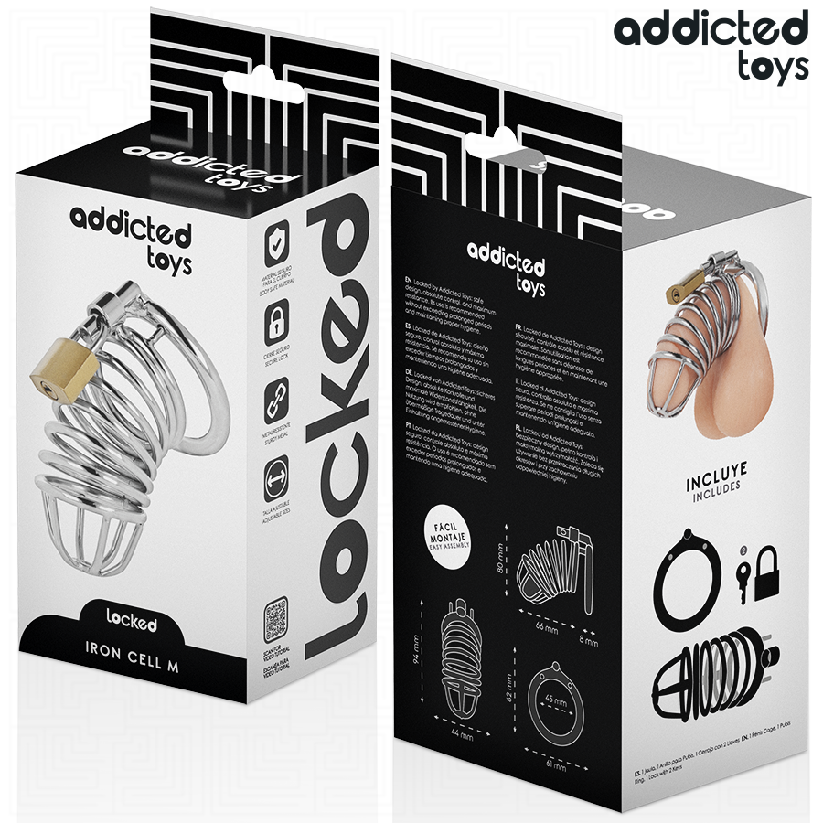 ADDICTED TOYS LOCKED - IRON CELL JAULA PARA PENE DE METAL TALLA M - Imagen 7