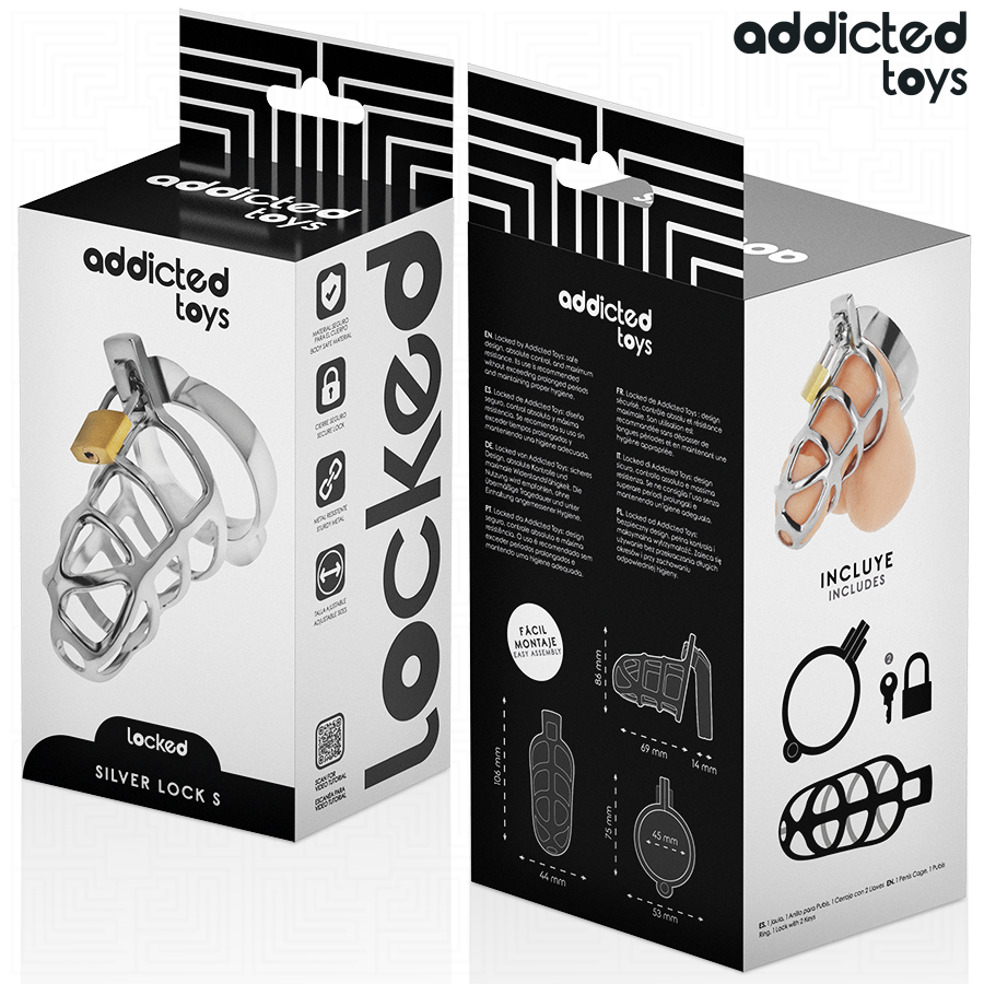 ADDICTED TOYS LOCKED - SILVER LOCK JAULA PARA PENE DE METAL TALLA S - Imagen 7