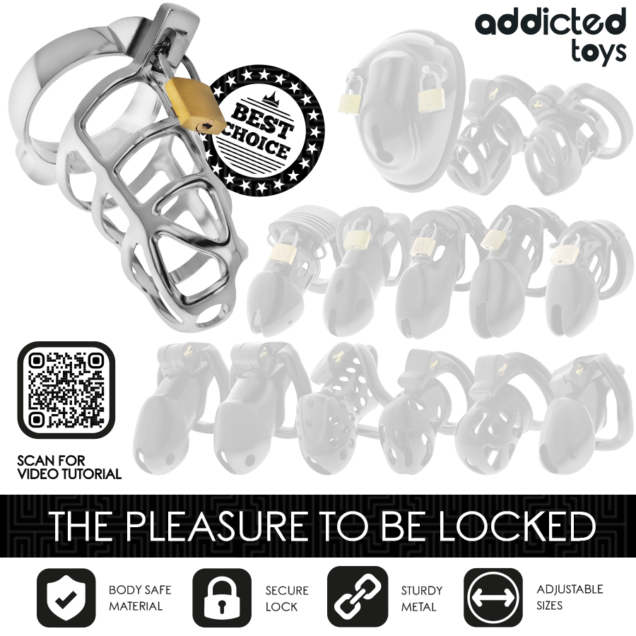 ADDICTED TOYS LOCKED - SILVER LOCK JAULA PARA PENE DE METAL TALLA S - Imagen 8