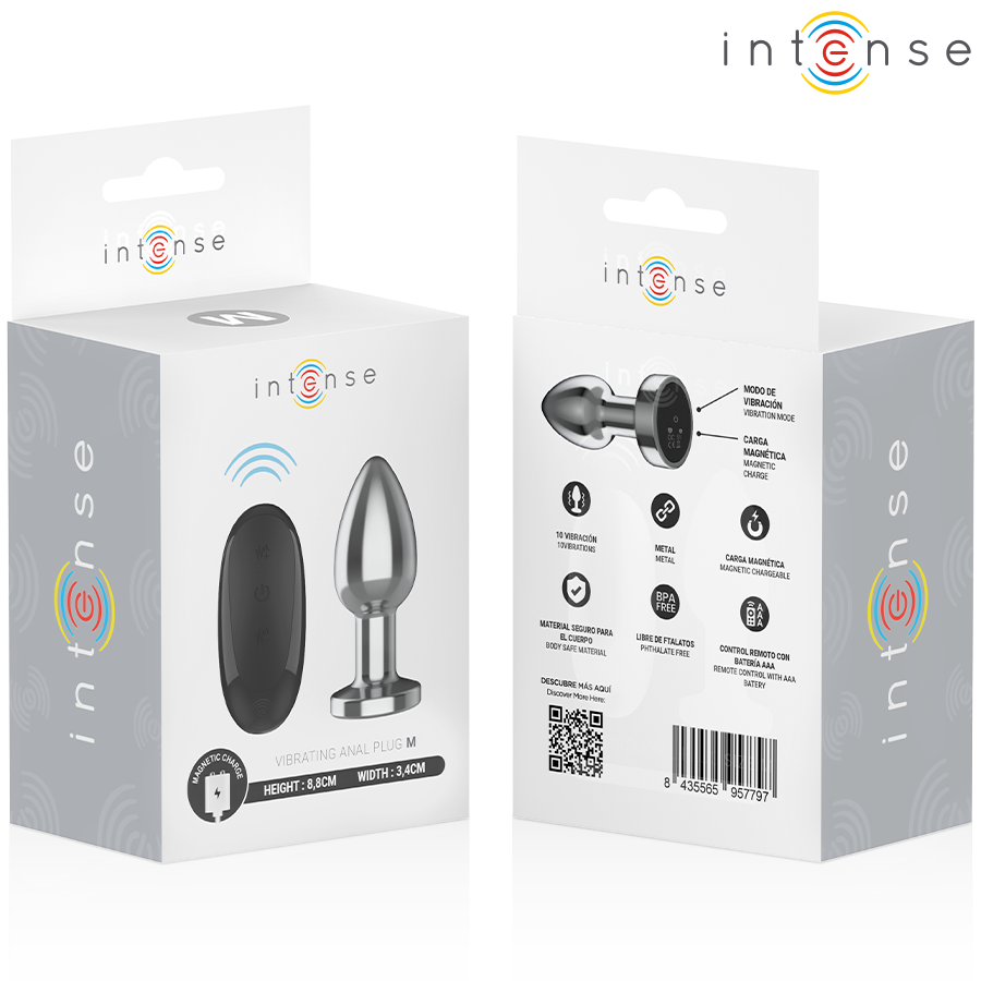 INTENSE - PLUG ANAL 10 VIBRACIONES METAL CON CONTROL REMOTO M - Imagen 9