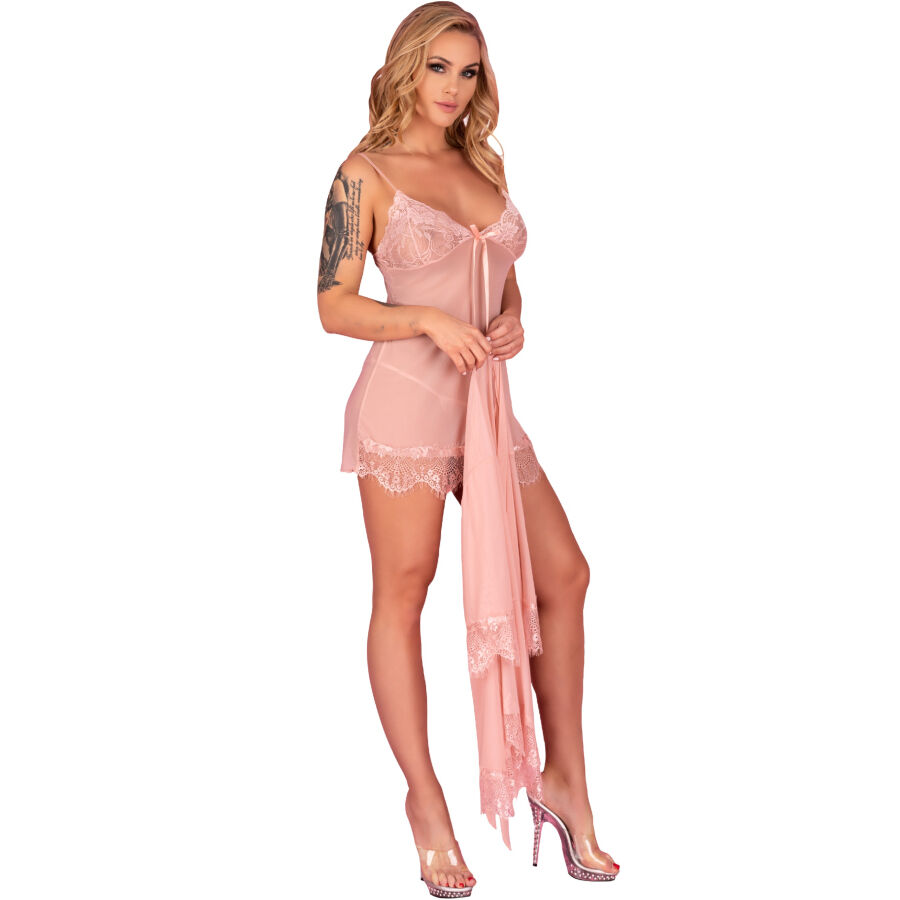 LIVCO CORSETTI FASHION - HYEONA 1710 BABYDOLL + TANGA ROSA XL - Imagen 4