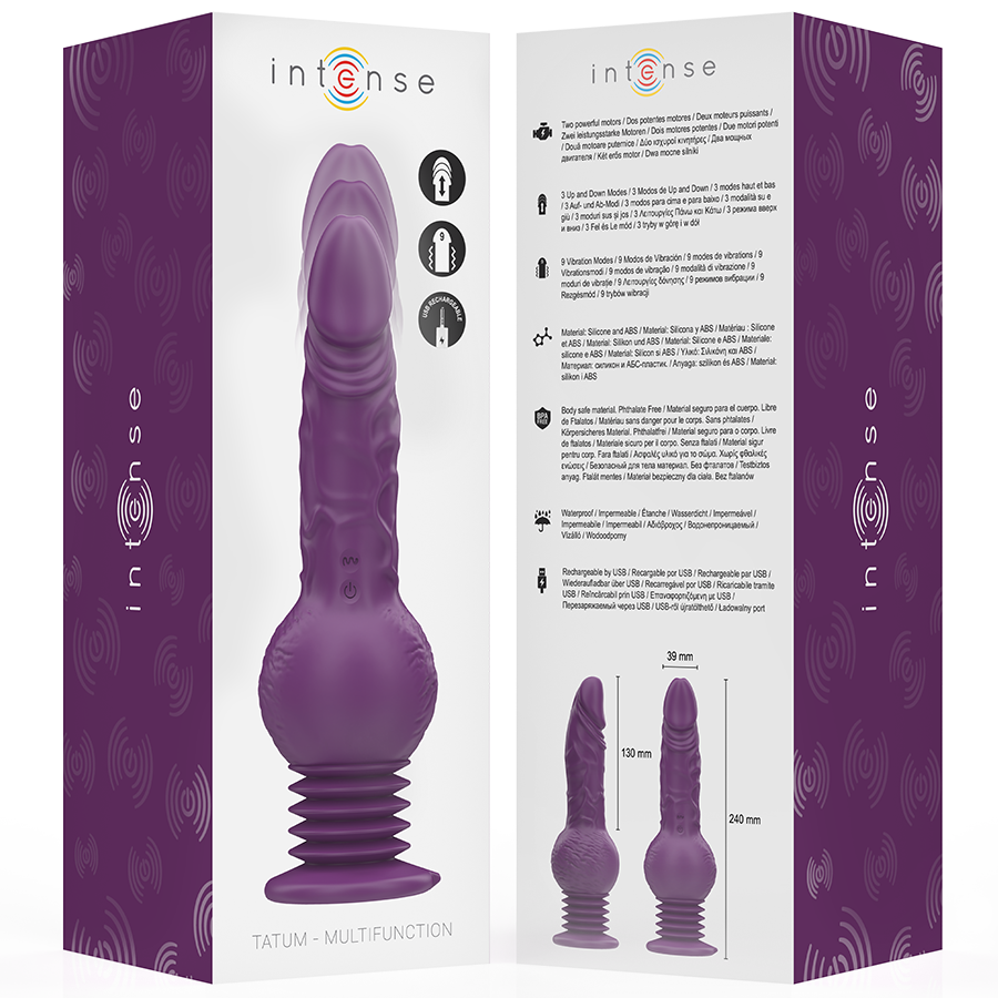 INTENSE - TATUM VIBRADOR MULTIFUNCIÓN CON VIBRACIÓN UP AND DOWN 24 CM MORADO - Imagen 9