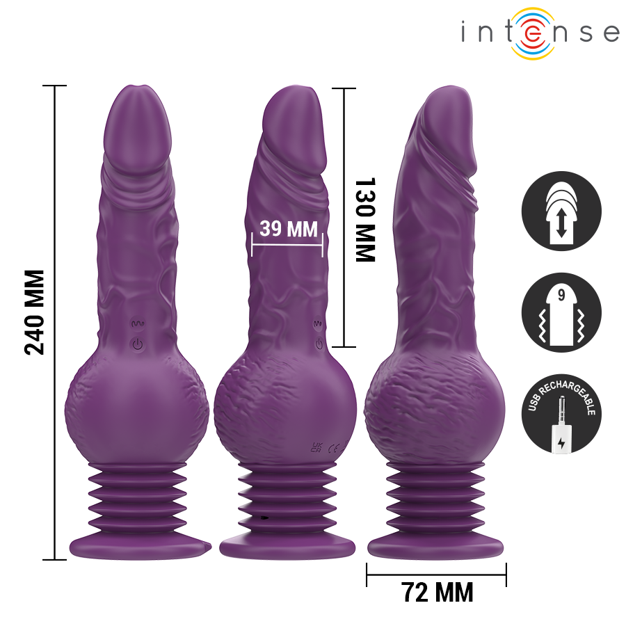 INTENSE - TATUM VIBRADOR MULTIFUNCIÓN CON VIBRACIÓN UP AND DOWN 24 CM MORADO - Imagen 4