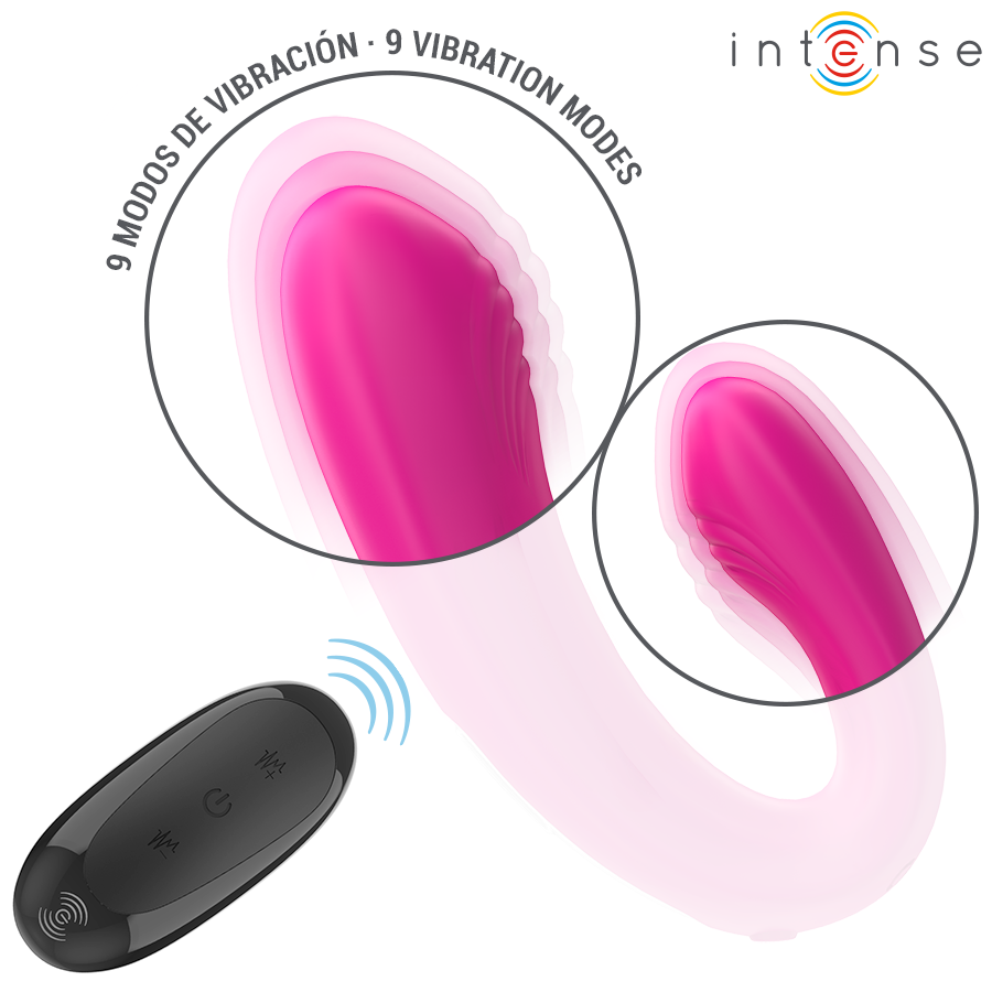 INTENSE - JANET ESTIMULADOR Y VIBRADOR DUAL EN FORMA DE U CON CONTROL REMOTO ROSA - Imagen 6