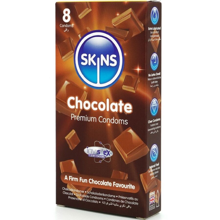 SKINS - PRESERVATIVOS PREMIUM SABOR CHOCOLATE PACK 8 - Imagen 3
