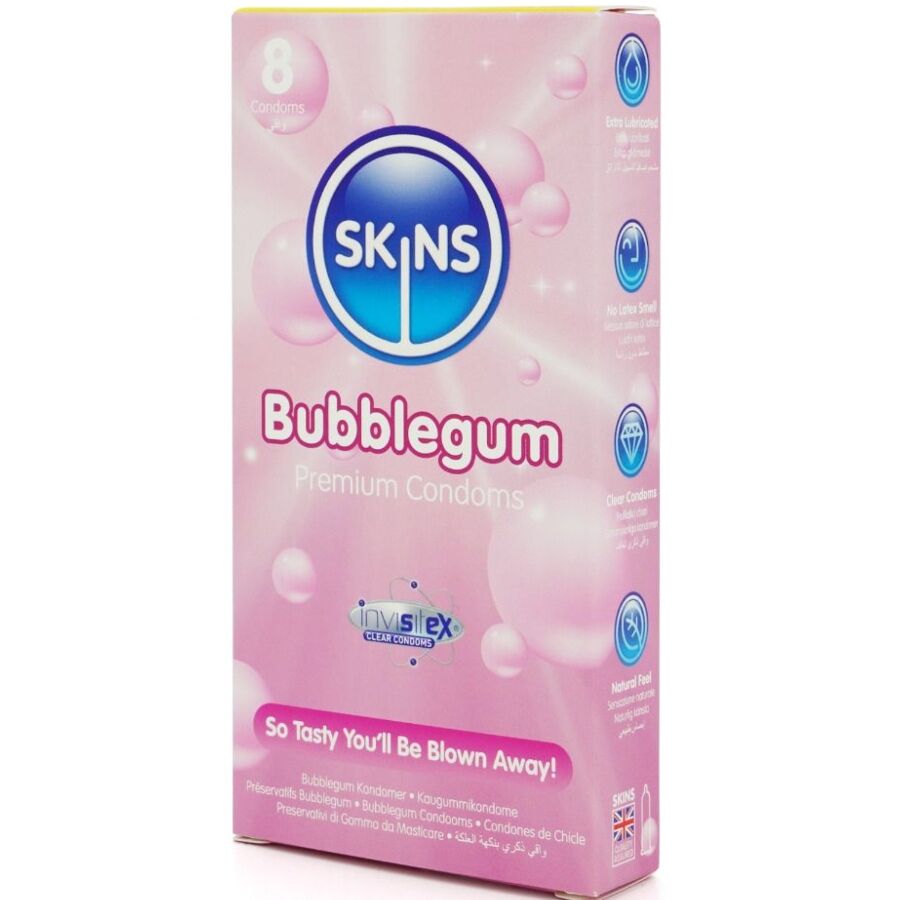SKINS - PRESERVATIVOS PREMIUM SABOR CHICLE PACK 8 - Imagen 3