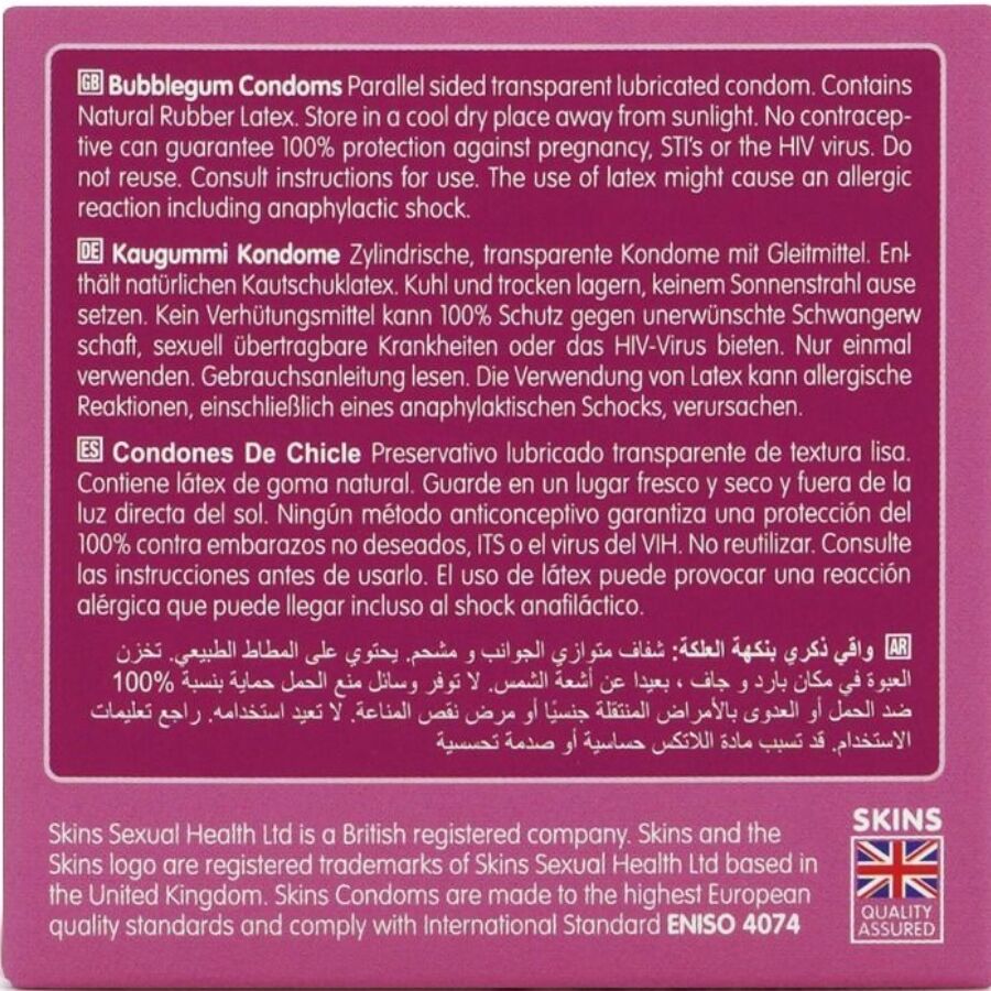 SKINS - PRESERVATIVOS PREMIUM SABOR CHICLE PACK 4 - Imagen 5