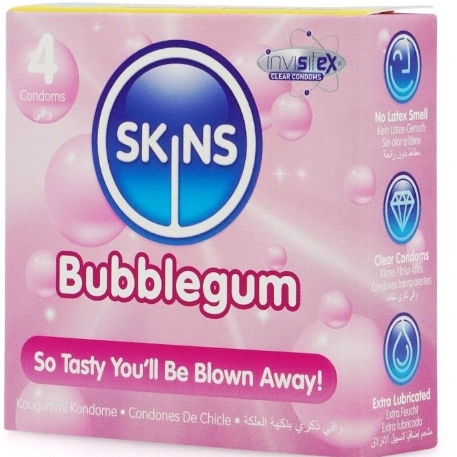 SKINS - PRESERVATIVOS PREMIUM SABOR CHICLE PACK 4 - Imagen 3