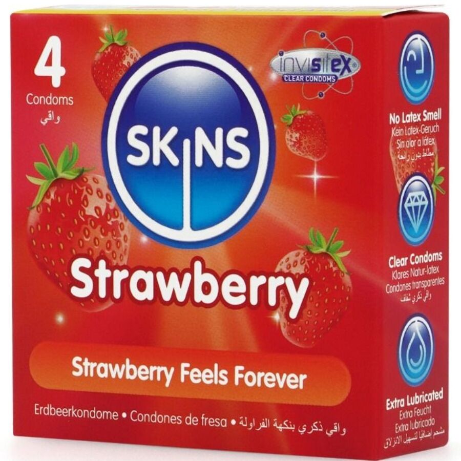 SKINS - PRESERVATIVOS PREMIUM SABOR FRESA PACK 4 - Imagen 3