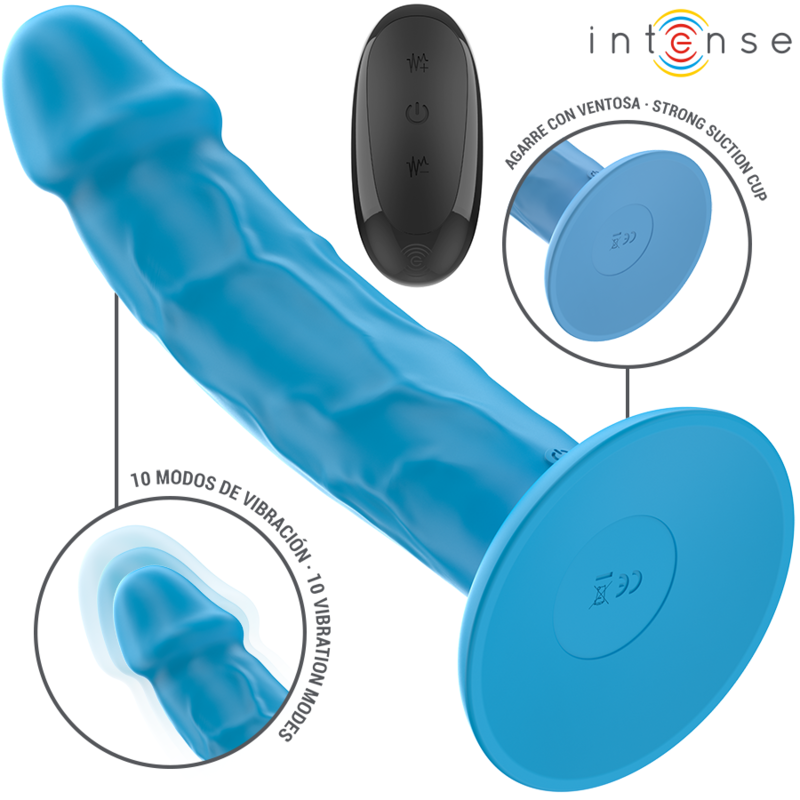 INTENSE - PHOEBE VIBRADOR REALÍSTICO 10 VIBRACIONES AZUL CONTROL REMOTO - Imagen 3