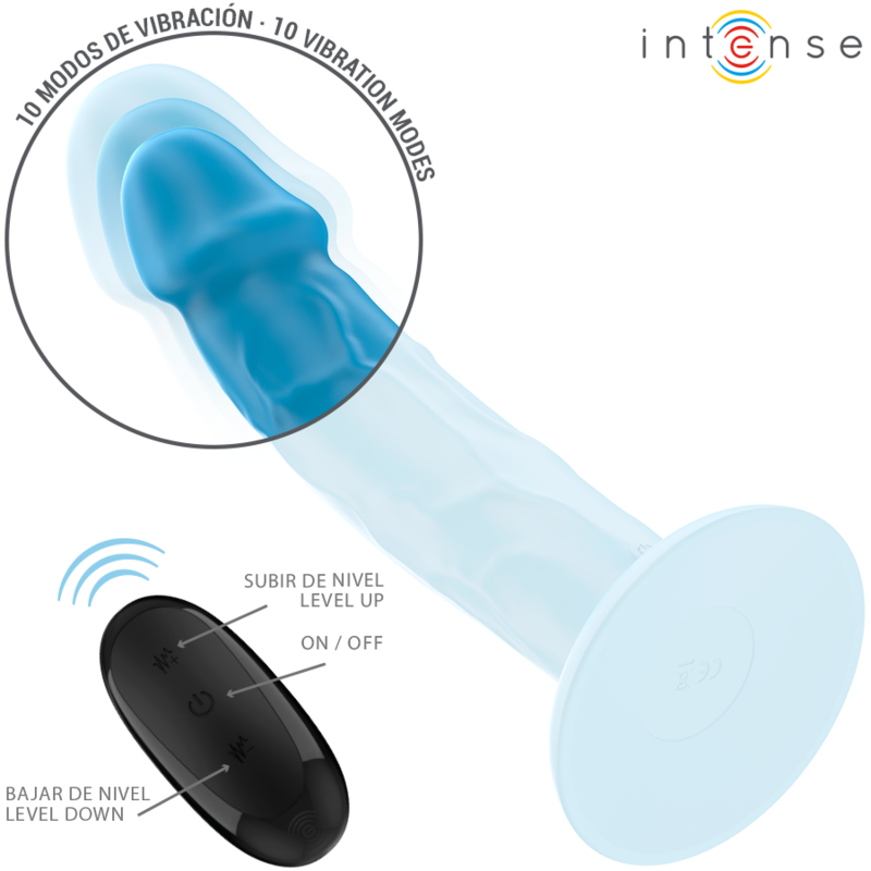INTENSE - PHOEBE VIBRADOR REALÍSTICO 10 VIBRACIONES AZUL CONTROL REMOTO - Imagen 5