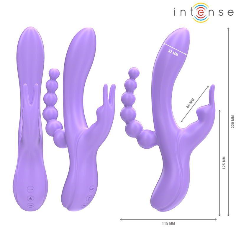 INTENSE - MIKO TRIPLE VIBRADOR RABBIT & ESTIMULADOR & ANAL 7 VIBRACIONES MORADO - Imagen 4