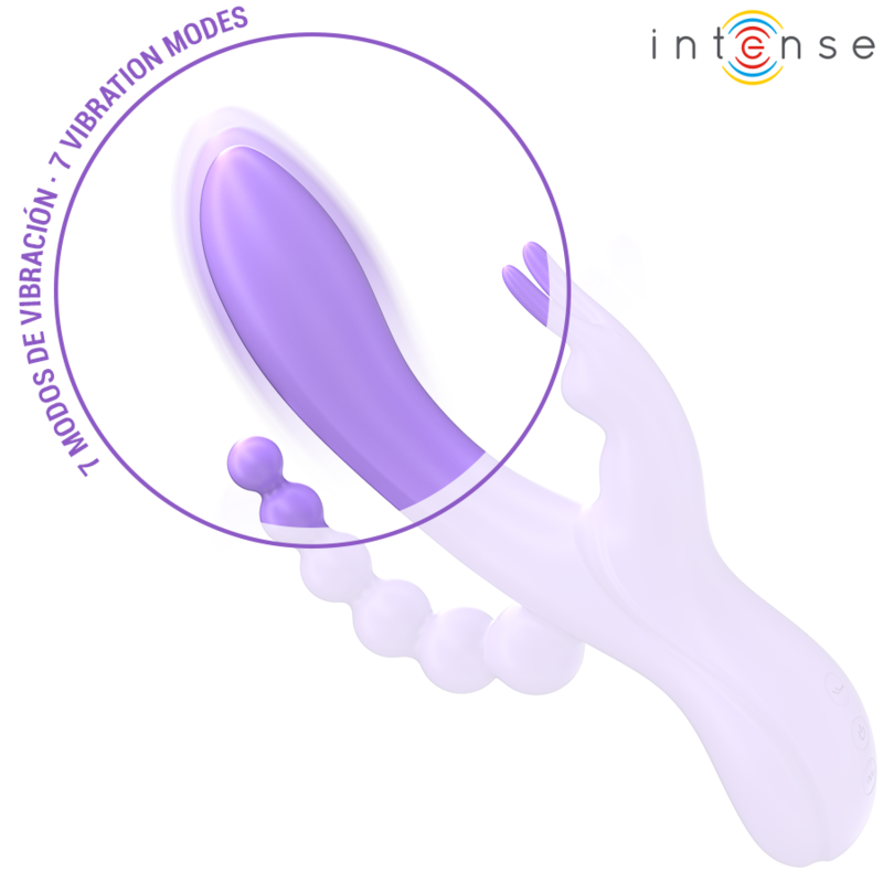 INTENSE - MIKO TRIPLE VIBRADOR RABBIT & ESTIMULADOR & ANAL 7 VIBRACIONES MORADO - Imagen 6