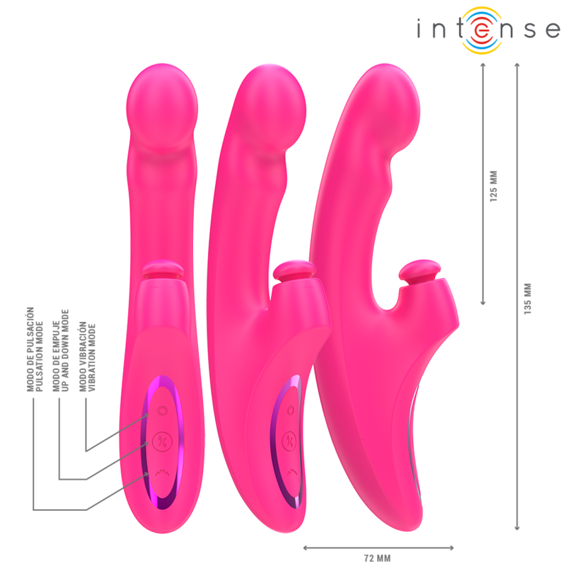 INTENSE - EMI VIBRADOR 13,5 CM MULTIFUNCIÓN 3 EN 1 10 VIBRACIONES ROSA - Imagen 4