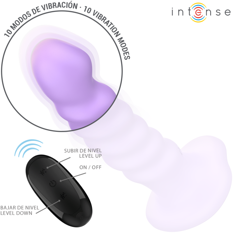 INTENSE - BRENDA VIBRADOR TALLA M DISEÑO EN ESPIRAL 10 VIBRACIONES MORADO CONTROL REMOTO - Imagen 5