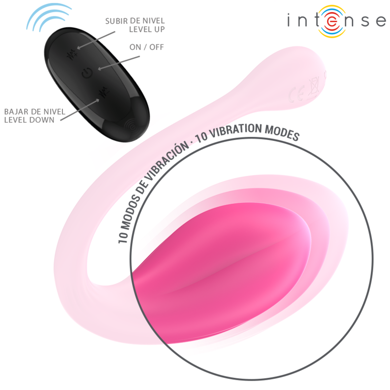 INTENSE - JANICE VIBRADOR U DOBLE ESTIMULACIÓN 10 VIBRACIONES ROSA CONTROL REMOTO - Imagen 5