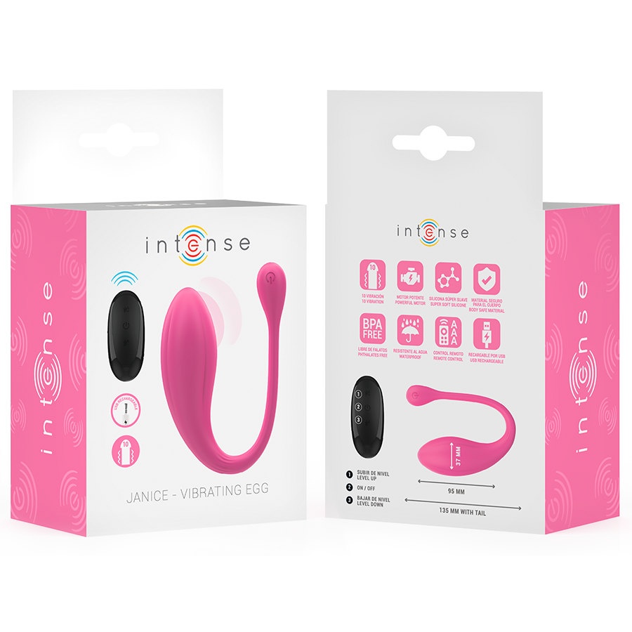 INTENSE - JANICE VIBRADOR U DOBLE ESTIMULACIÓN 10 VIBRACIONES ROSA CONTROL REMOTO - Imagen 9