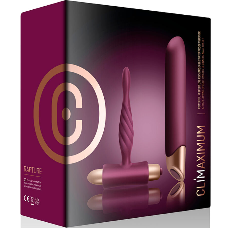 CLIMAXIMUM - RAPTURE KIT VIBRADOR CLÁSICO + PLUG ANAL PRINCIPIANTES - Imagen 5