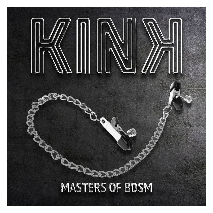 KINK - PINZAS PARA PEZONES PLANAS NEGRO CON CADENA PLATEADO 34 CM - Imagen 7