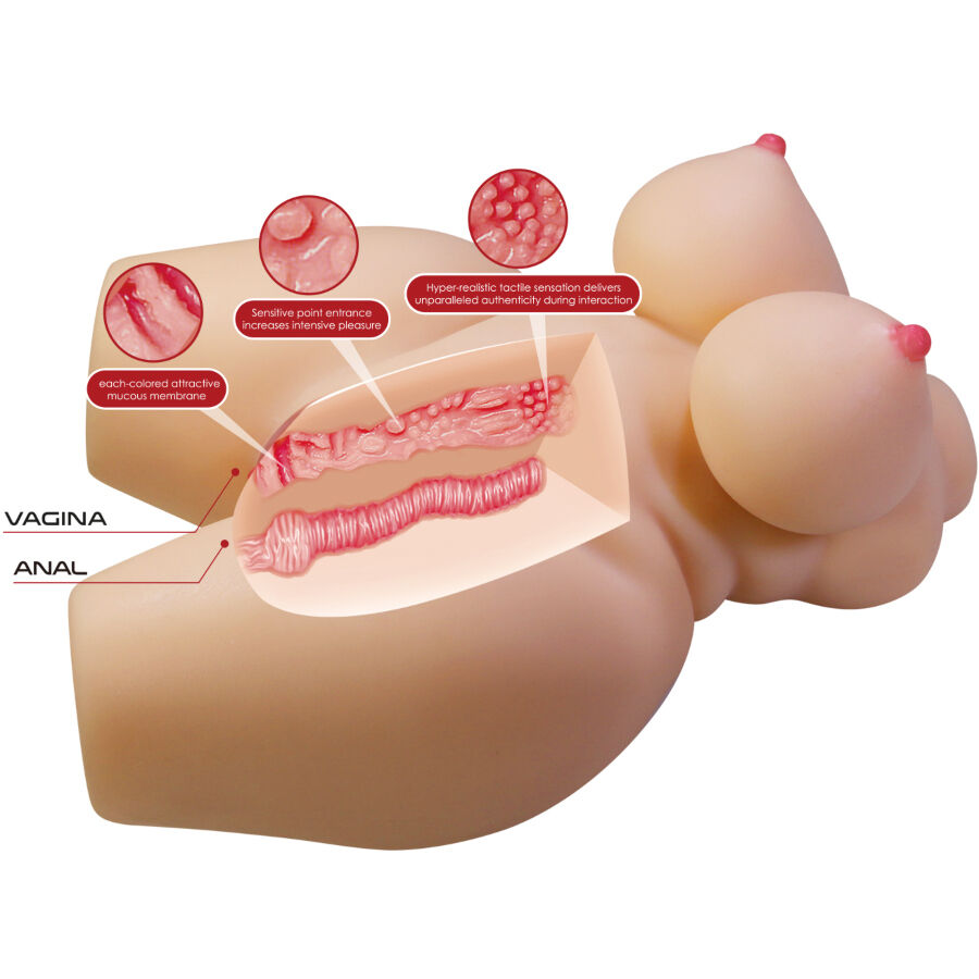 CRAZY BULL - GRACE TORSO FEMENINO REALISTA VAGINA Y ANAL 7.5 KG - Imagen 6