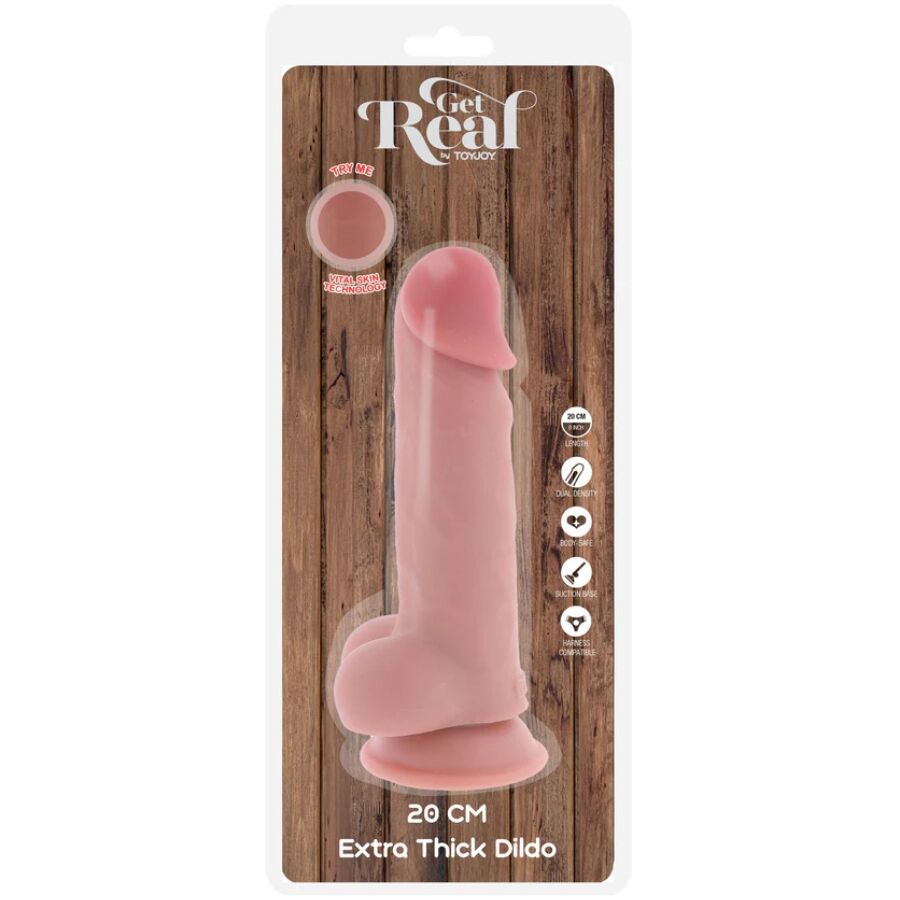 GET REAL - PENE REALÍSTICO DELUXE CON TESTÍCULOS EXTRA GRUESO 20 CM - Imagen 6