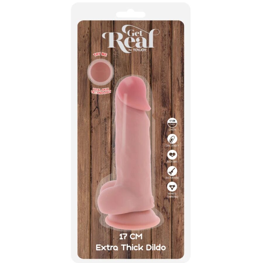 GET REAL - PENE REALÍSTICO DELUXE CON TESTÍCULOS EXTRA GRUESO 17 CM - Imagen 5