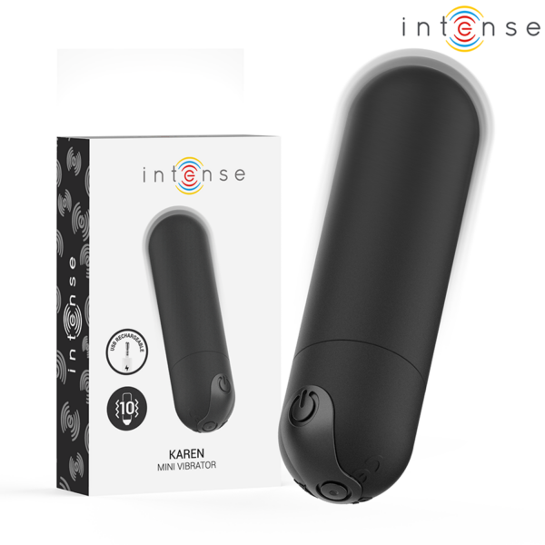 INTENSE - KAREN MINI BALA VIBRADORA 10 MODOS RECARGABLE NEGRO - NEGRO