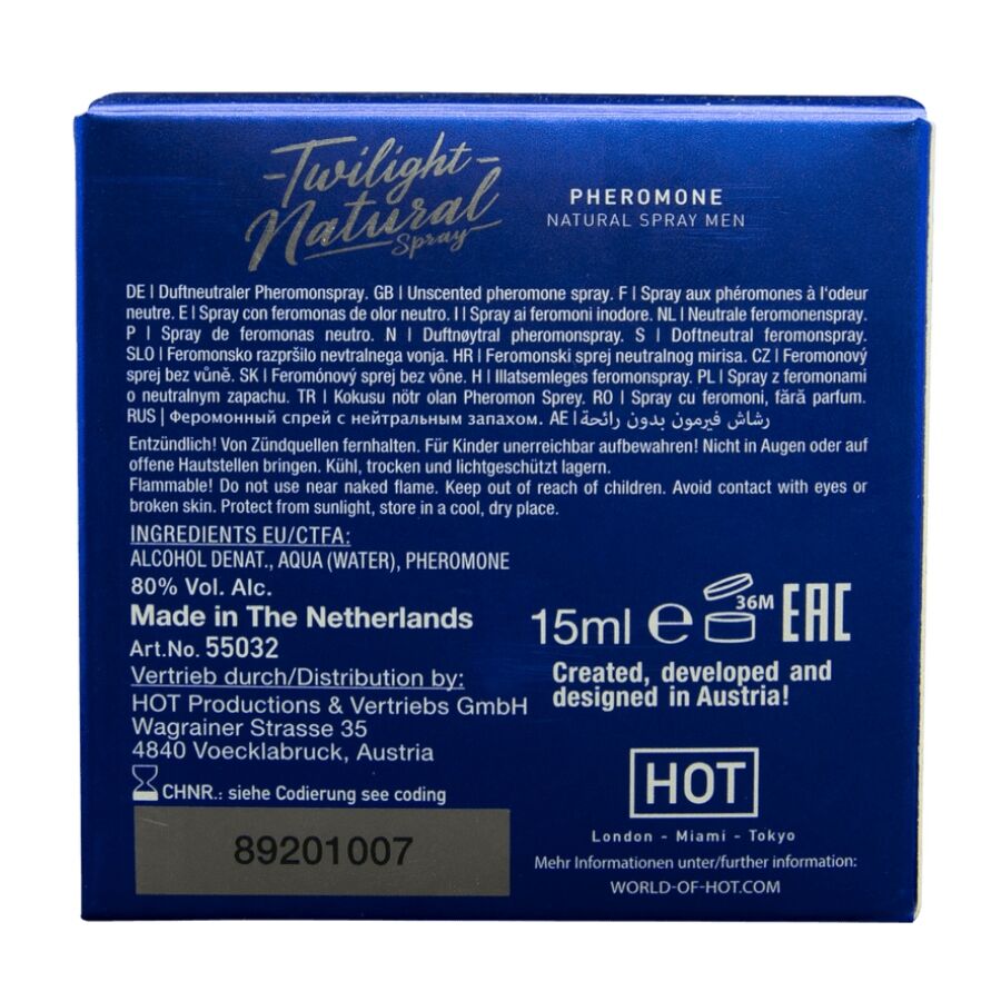 HOT - TWILIGHT NATURAL CON FEROMONAS HOMBRE 15 ML - Imagen 5